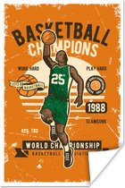 Poster Mancave - Basketbal - Sport - Retro - 20x30 cm - Vaderdag cadeau - Geschenk - Cadeautje voor hem - Tip - Mannen