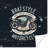 Affiche Mancave - Moto - Rétro - Dessin - 30x30 cm - Cadeau Vaderdag - Cadeau - Cadeau pour lui - Astuce - Homme