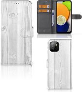 Telefoonhoesje Geschikt voor Samsung Galaxy A03 Smartphonehoesje met naam White Wood