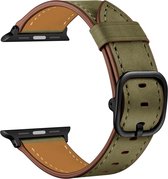 Leren bandje - geschikt voor Apple Watch Series 1/2/3/4/5/6/7/8/9/SE/SE 2 met case size 38 mm / 40 mm / 41 mm - groen