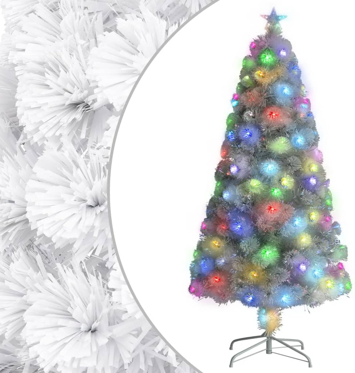 VidaLife Kunstkerstboom met LED 120 cm glasvezel wit