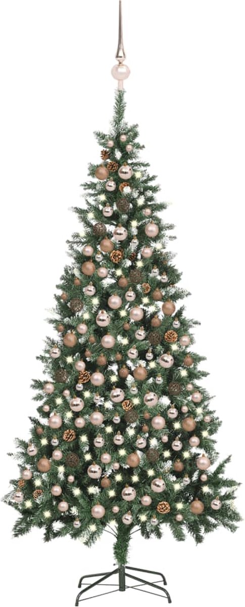 VidaLife Kunstkerstboom met LED's, kerstballen en dennenappels 210 cm