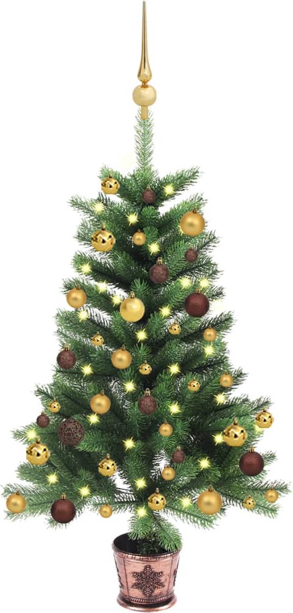 VidaLife Kunstkerstboom met LED's en kerstballen 65 cm groen