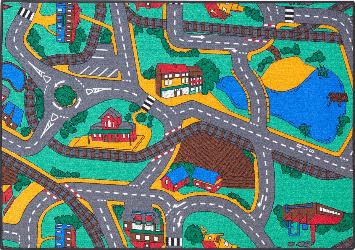 Carpet Studio Playtime Speelkleed - 95x133cm - Vloerkleed Kinderkamer - Speelmat - Anti-slip Speeltapijt - Verkeerskleed