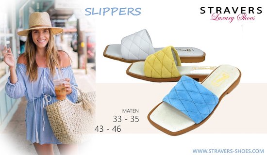 Stravers - Platte Slippers met Vierkante Neus Maat 44 Dames Grote Maten Schoenen