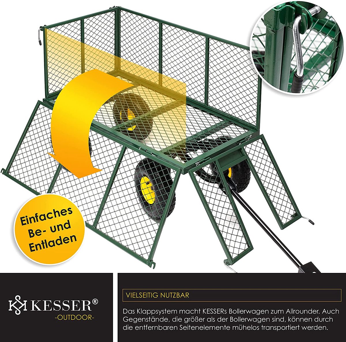 Exxen KESSER® Handcart, chargeable 550 kg, chariot de jardin