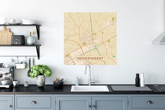 Poster Kaart - Plattegrond - Nederweert - Stadskaart - 75x75 cm