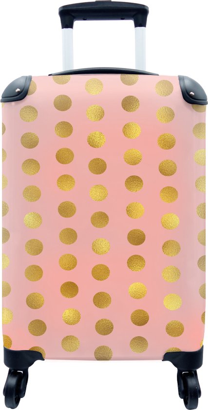 Valise - Motif Luxe de gros pois dorés sur fond rose - 35x55x20 cm - Bagage  à main -... | bol.com