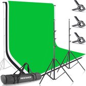 Neewer - 2.6m x 3m - Achtergrondondersteuningssysteem - Met - 1.8m x 2.8m - Achtergrond (Wit - Zwart - Groen) - Voor Portret - Productfotografie - En - Video - Opname