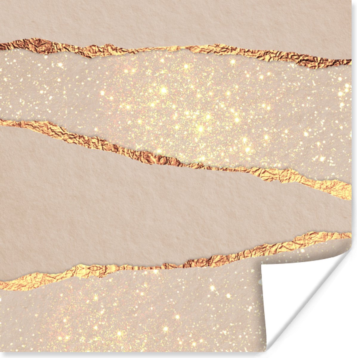 Poster Luxe - Goud - Glitter - Design - Abstract - 75x75 cm