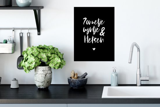 Affiche Citations - Sunshine, wine & chat - Texte - Vin - Été - 30x40 cm