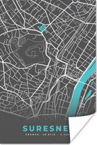 Affiche Suresnes - Carte - Plan - Plan de ville - France - 40x60 cm