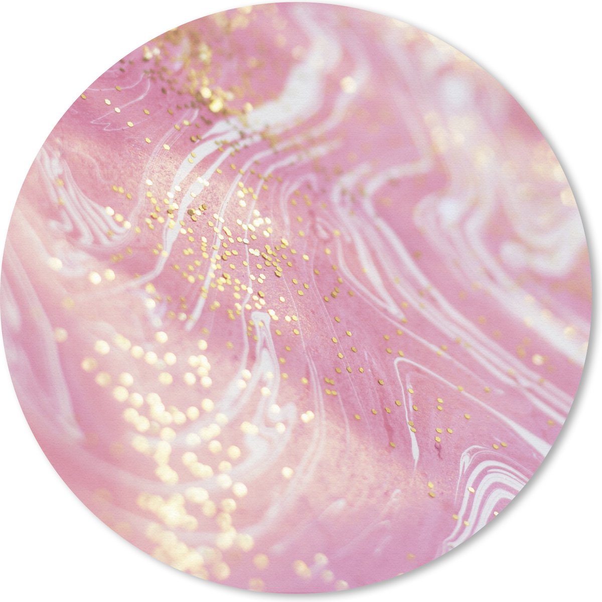 Muismat rond 50x50 cm - Mousepad Marmer - Luxe - Glitter - Roze - Ronde muismatten