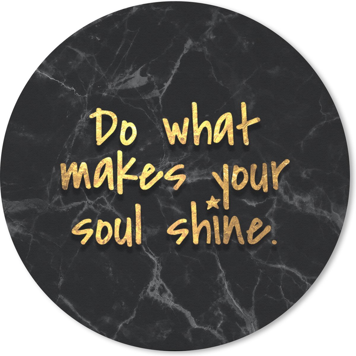 Muismat - Mousepad - Rond - Quotes - Shine - Goud - Marmer print - 50x50 cm - Ronde muismat