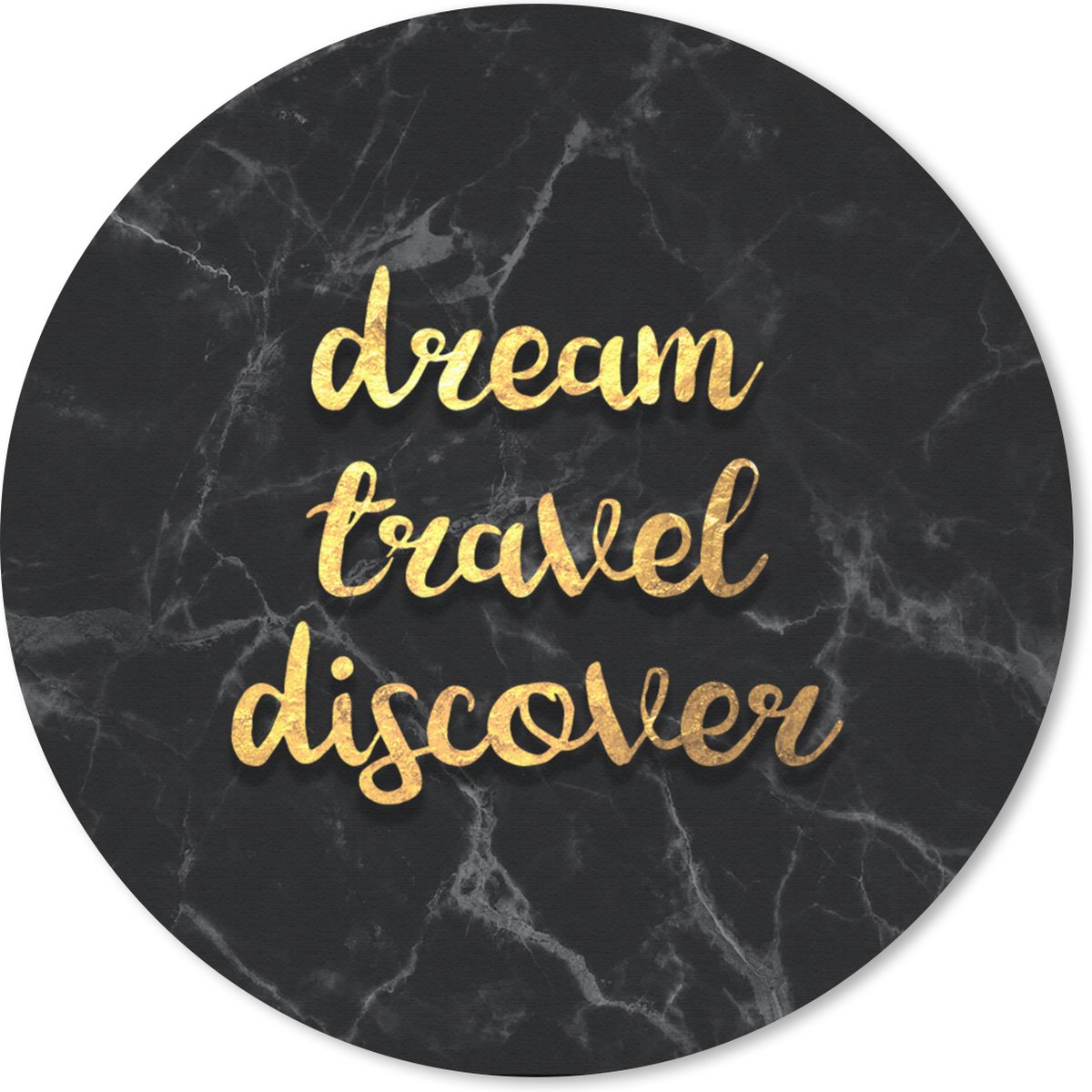 Muismat rond 20x20 cm - Mousepad Quote - Reizen - Goud - Marmer print - Ronde muismatten