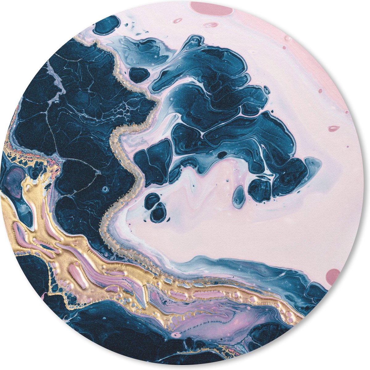 Muismat rond 40x40 cm - Mousepad Marmer - Goud - Bellen - Ronde muismatten
