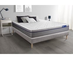 Complete boxspring met matras tweepersoons- Actisom Actilatex zen grijs - Latex en traagschuim - 180 x 210 cm