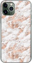 Geschikt voor iPhone 11 Pro hoesje - Rose goud - Patroon - Marmer print - Luxe - Siliconen Telefoonhoesje