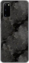 Geschikt voor Samsung Galaxy S20 hoesje - Marmer print - Glitter - Goud - Zwart - Patronen - Siliconen Telefoonhoesje