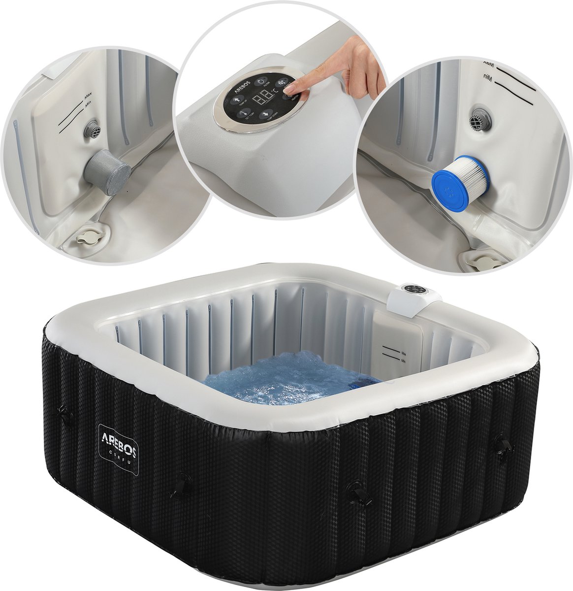 AREBOS Whirlpool Corfu - Opblaasbaar met LED-verlichting - 4 - afbeelding 3