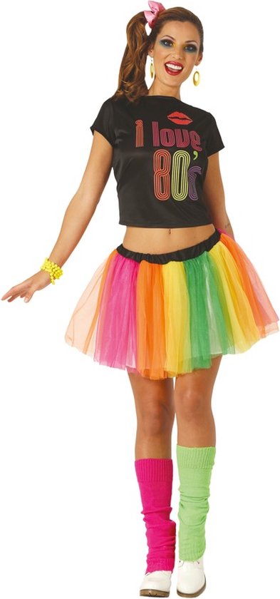 Foto: Jaren 80 80s carnaval kostuum voor dames eighties thema verkleedkleding carnavalskleding m l
