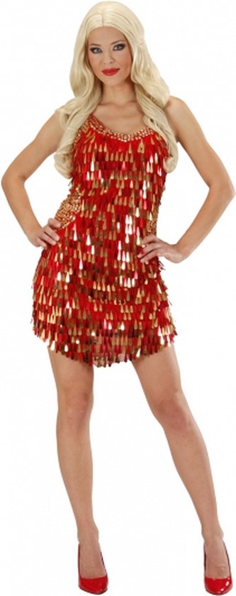 Rood met gouden pailletten jurk S | bol.com