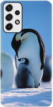 ADEL Siliconen Back Cover Softcase Hoesje Geschikt voor Samsung Galaxy A73 - Pinguin Blauw