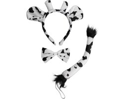 Funny Fashion 3-delige koeien verkleedset - voor volwassenen - Dieren verkleed pak/outfit accessoires
