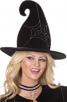 Halloween Luxe heksenhoed met spinnenweb