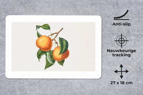 Muismat 27x18 cm - Mousepad Sinaasappel - Bladeren - Plant - Muismatten