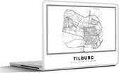 Laptop sticker - 10.1 inch - Kaart – Plattegrond – Stadskaart – Tilburg – Nederland – Zwart Wit - 25x18cm - Laptopstickers - Laptop skin - Cover