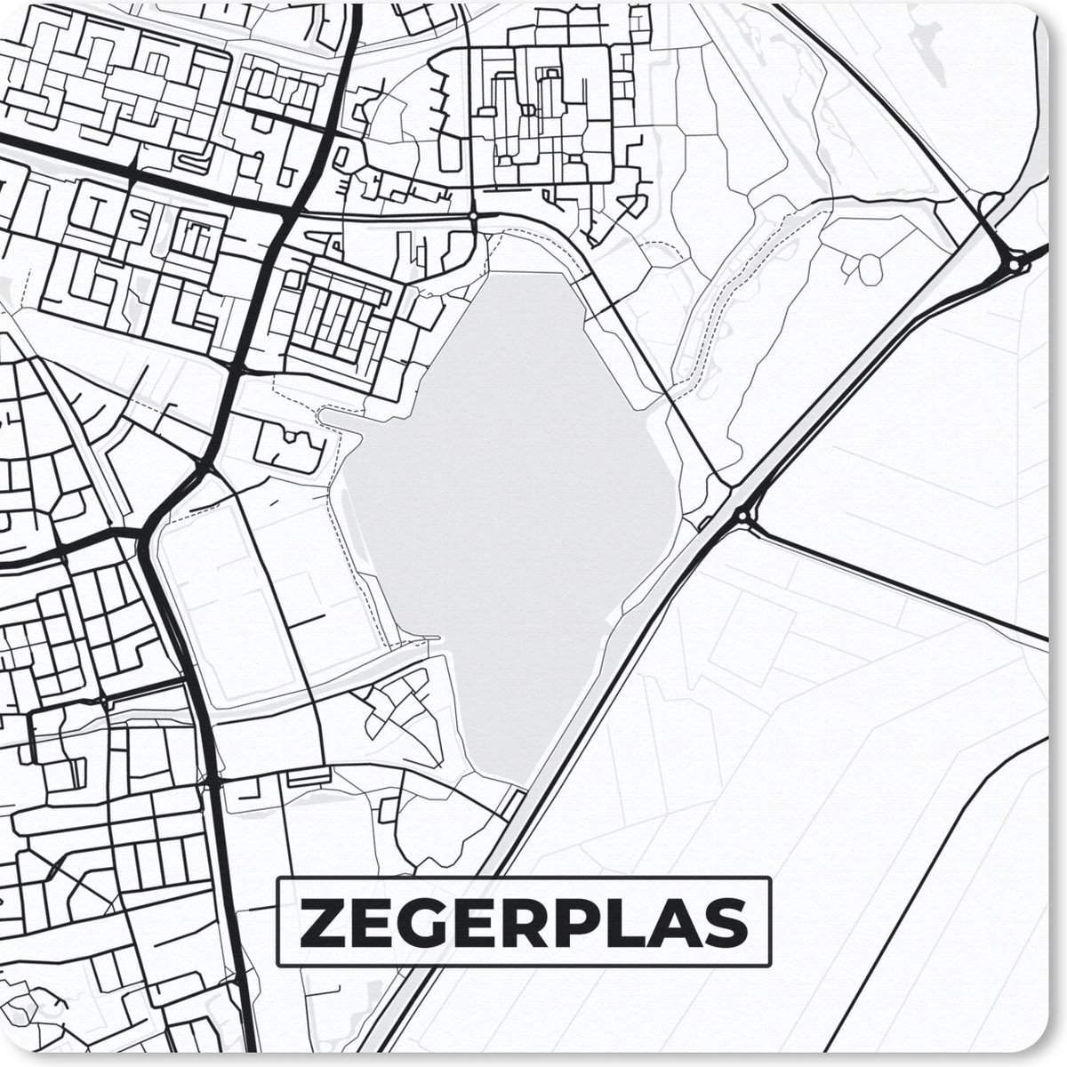 Muismat 20x20 cm - Mousepad Plattegrond - Kaart - Stadskaart - Zegerplas - Muismatten - Stadskaart