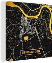 Canvas Schilderij Stadskaart - Genemuiden - Plattegrond - Goud - Kaart - 20x20 cm - Wanddecoratie