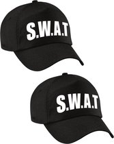 2x stuks verkleed SWAT politie pet / baseball cap zwart voor dames en heren - verkleedhoofddeksel / carnaval