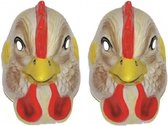 2x stuks plastic kip/kippen dieren verkleed masker voor volwassenen