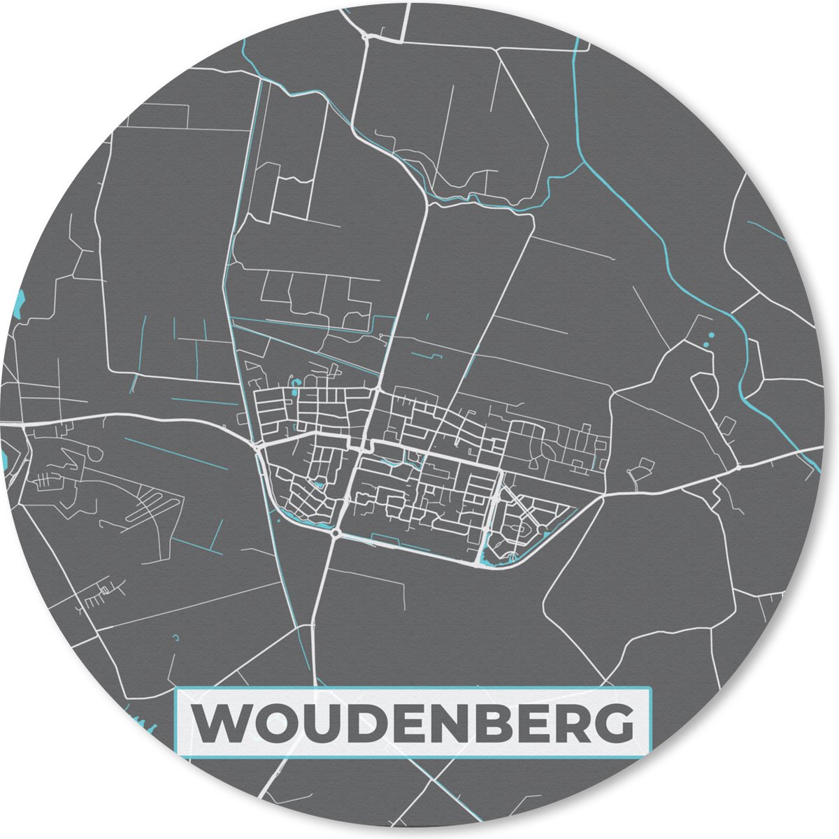 Muismat rond 40x40 cm - Mousepad Woudenberg - Stadskaart - Kaart - Plattegrond - Ronde muismatten - Stadskaart