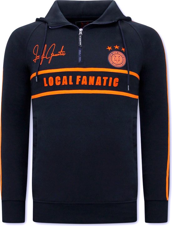 Heren Training Sweater - Double Line Signed - Blauw / Oranje