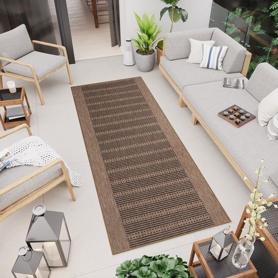 Tapijtloper voor gang, boho-stijl, grijsblauw, crème, 80 x 300 cm