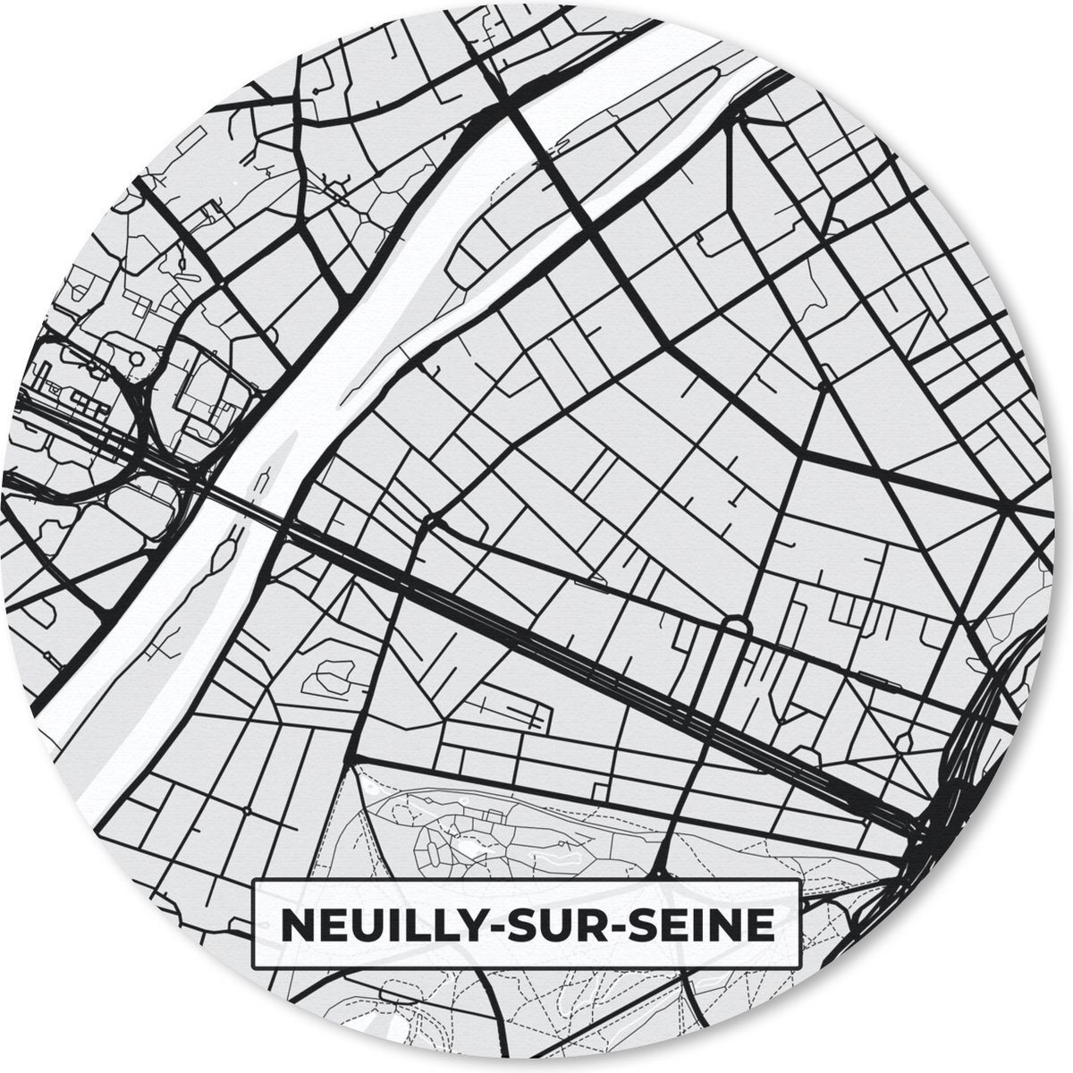 Muismat - Mousepad - Rond - Frankrijk - Plattegrond - Kaart - Neuilly-sur-Seine - Stadskaart - 30x30 cm - Ronde muismat