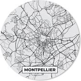 Muismat - Mousepad - Rond - Kaart - Stadskaart - Frankrijk - Montpellier - Plattegrond - 30x30 cm - Ronde muismat