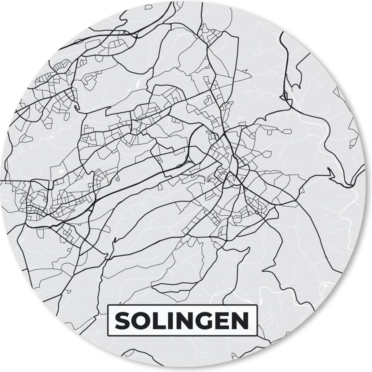 Muismat rond 20x20 cm - Mousepad Plattegrond - Kaart - Stadskaart - Duitsland - Solingen - Ronde muismatten - Stadskaart