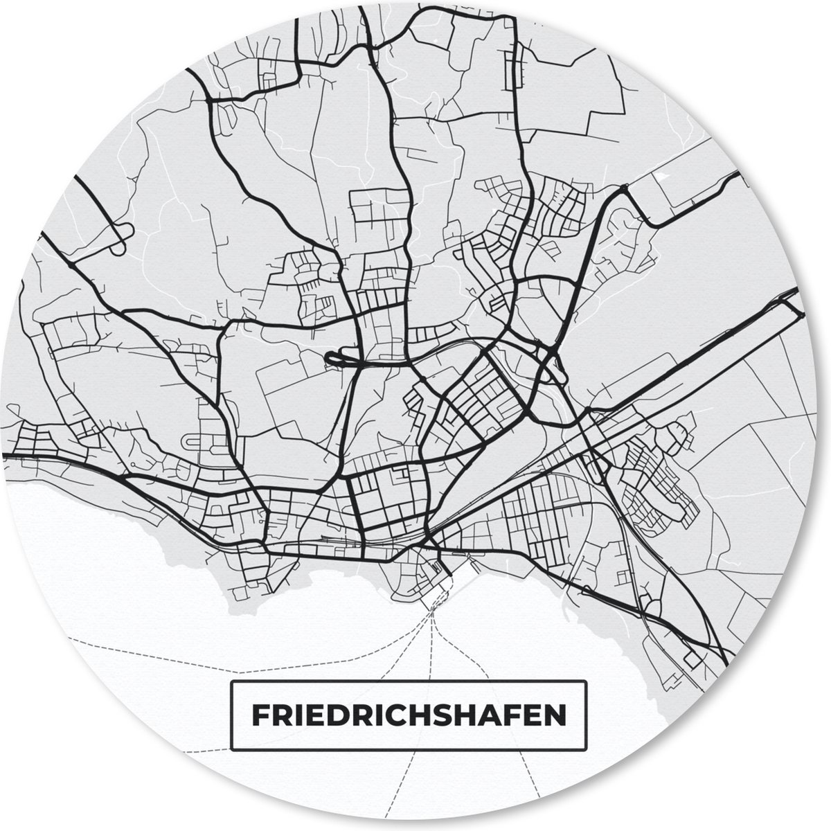 Muismat rond 20x20 cm - Mousepad Friedrichschafen - Stadskaart - Plattegrond - Duitsland - Kaart - Ronde muismatten - Stadskaart