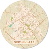 Muismat - Mousepad - Rond - België - Sint-Niklaas - Kaart - Stadskaart - Plattegrond - 40x40 cm - Ronde muismat
