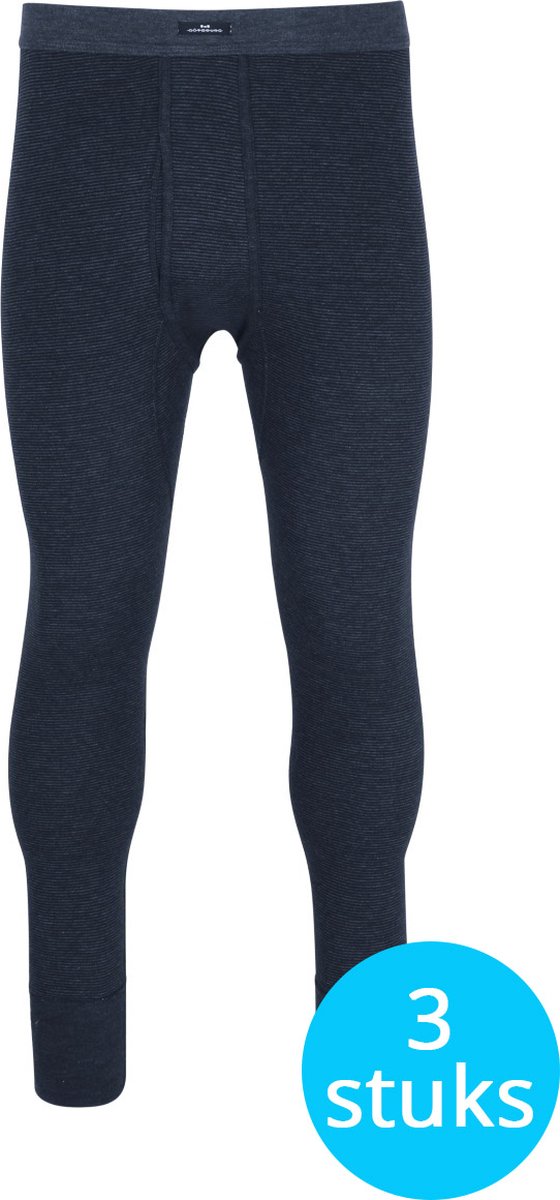 Gotzburg heren lange onderbroek met gulp (1-pack) - middenblauw gestreept