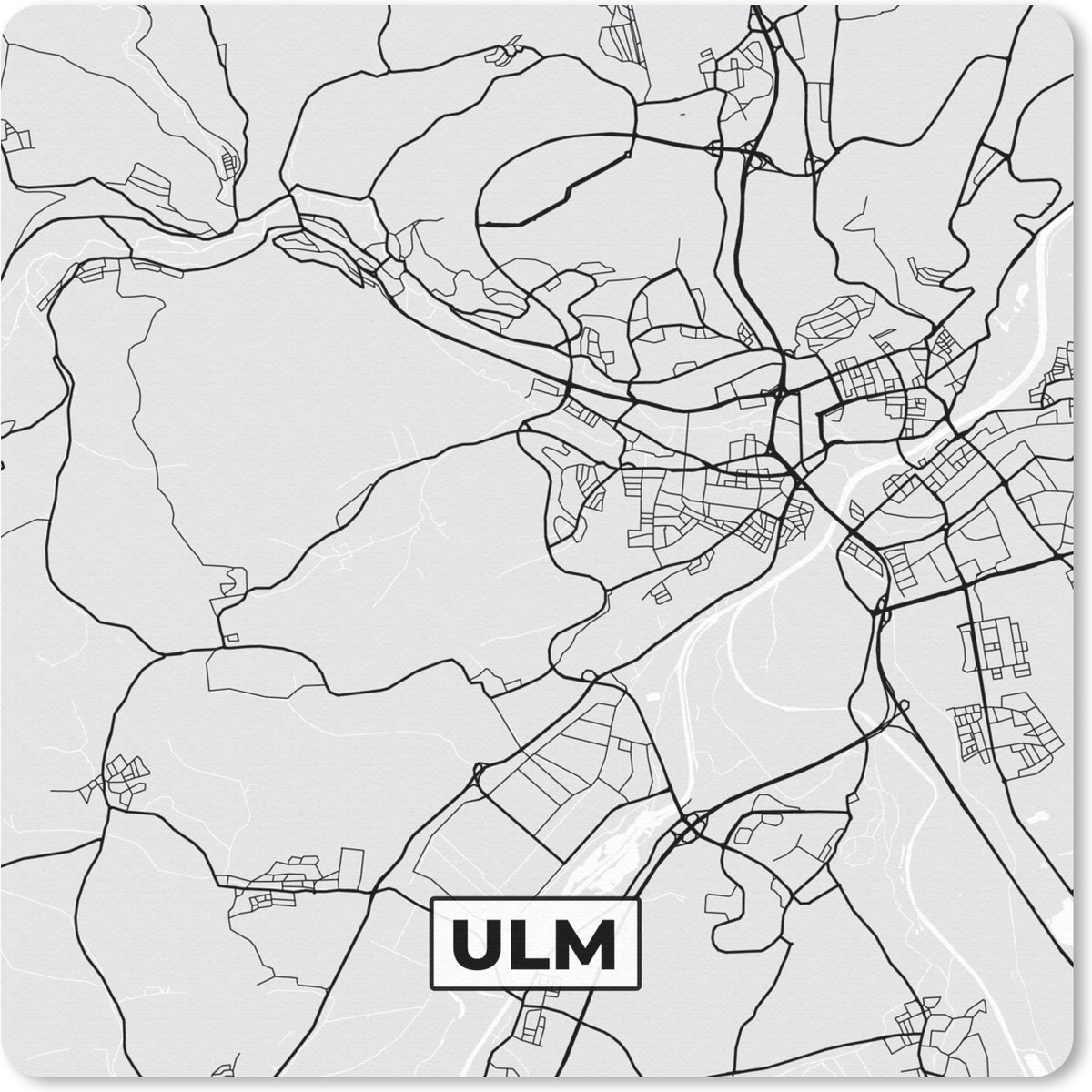 Muismat 30x30 cm - Mousepad Duitsland - Plattegrond - Kaart - Ulm- Stadskaart - Muismatten - Stadskaart