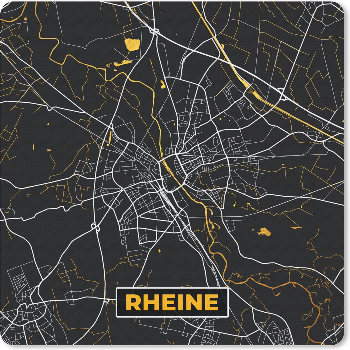 Muismat 30x30 cm - Mousepad Stadskaart – Plattegrond – Duitsland – Goud – Rheine – Kaart - Muismatten - Stadskaart