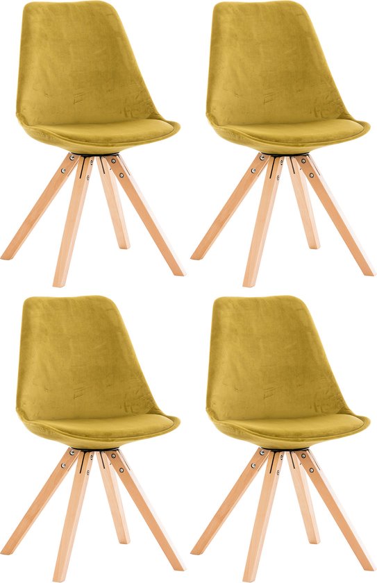 Chaises De Salle à Manger CLP Asti - Lot De 4, Velours Crème, Dossier Rembourré, Structure Métal - Supportent 150 Kg