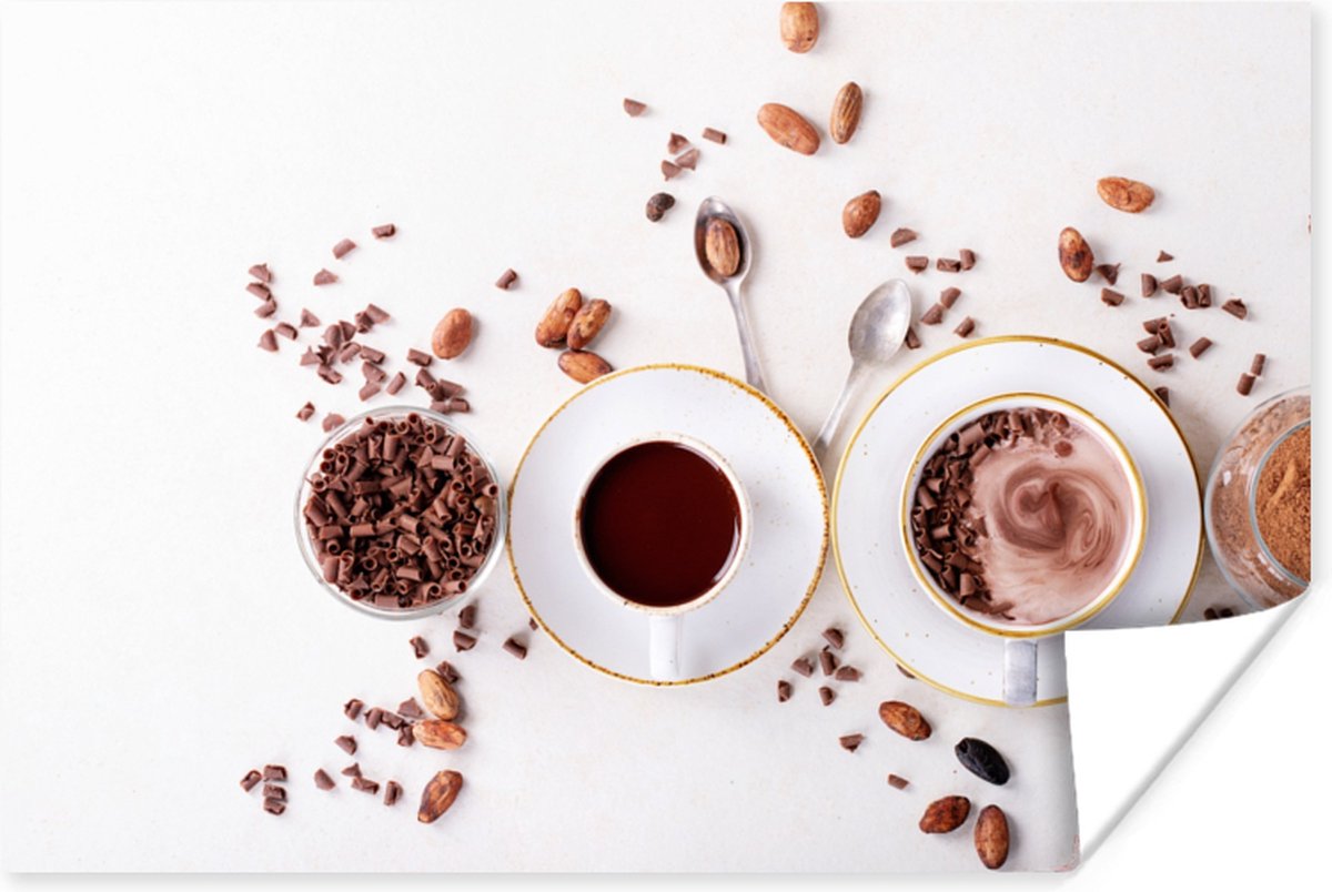 Poster Koffie - Koffiebonen - Chocolade - 90x60 cm