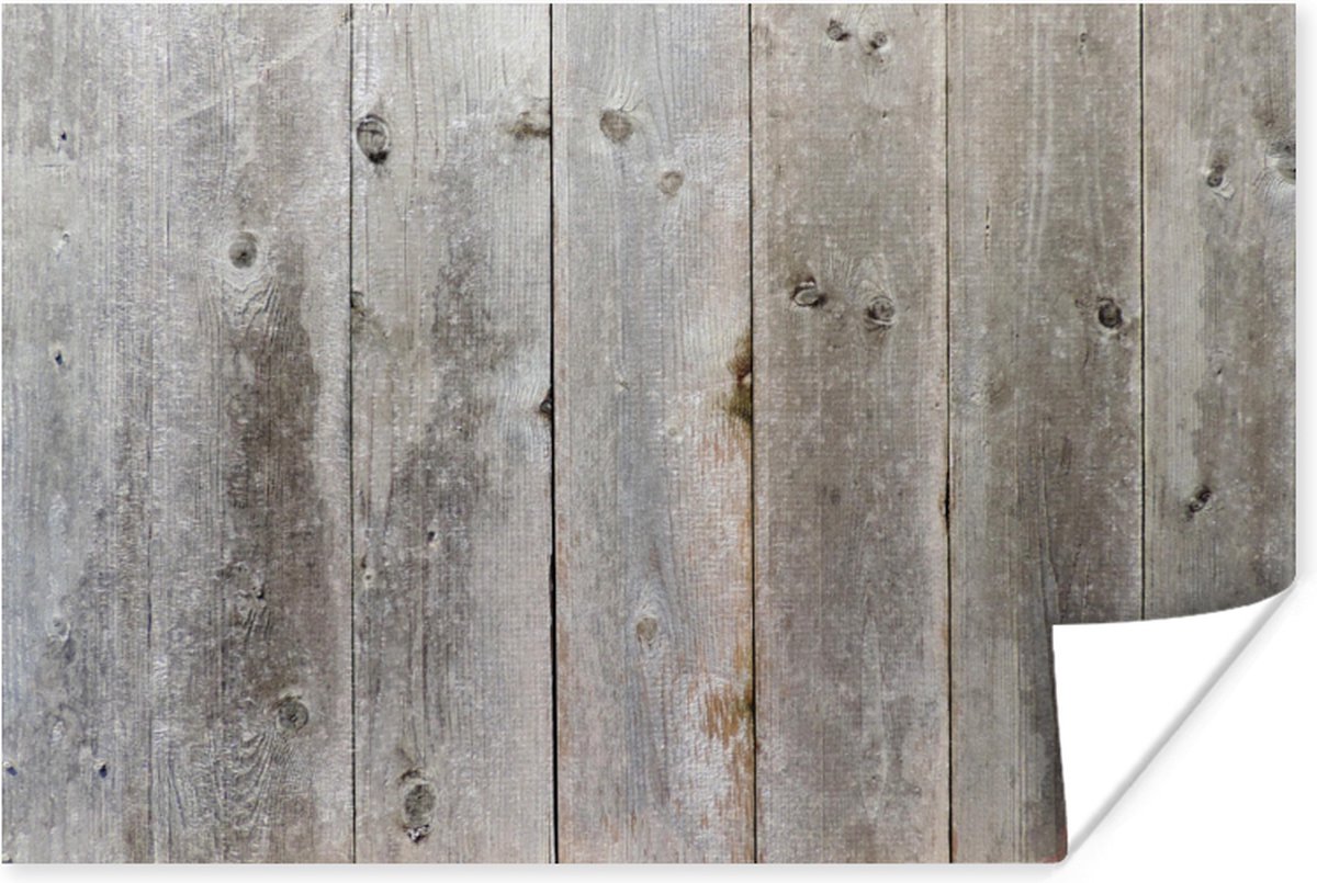 Poster Planken - Grijs - Hout - 60x40 cm