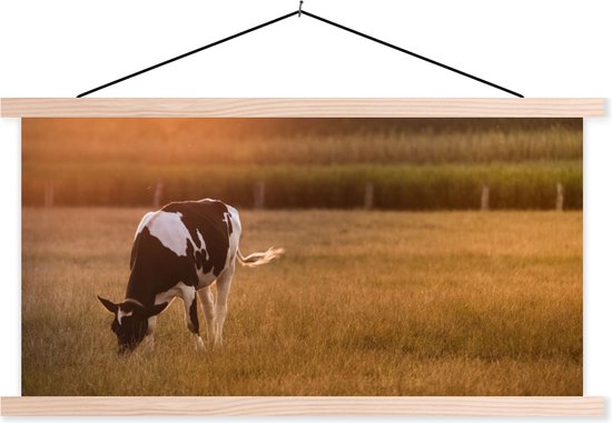 Porte-affiche avec affiche - Affiche scolaire - Vache - Soleil - Animaux - 150x75 cm - lattes vierges